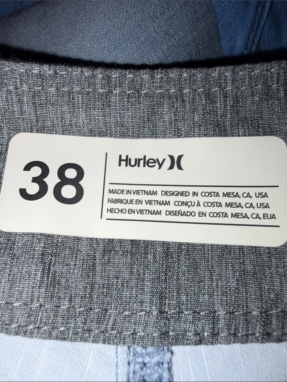 Hurley Men’s Gray, Light Blue & White Gradient Boardshorts
